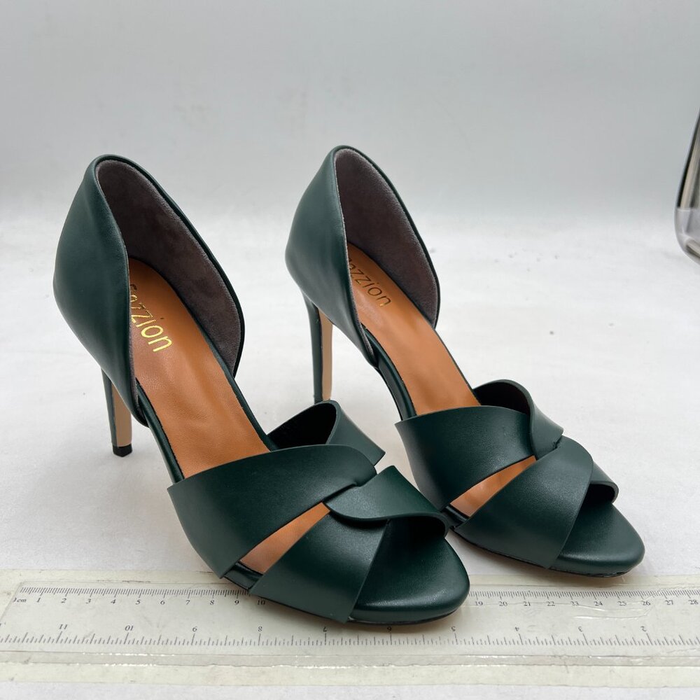 Pazzion Green Sexy Open Toe Slip On Stiletto Heeled Two Pieces Sandals - Picture 4 of 8